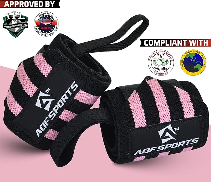 Wrist Wraps for Weightlifting - USPA & IPL Approved 18" Gym Wrist Support with Thumb Loop - Heavy Duty Lifting Wrist Straps for Fitness, Workout, Powerlifting, & Bodybuilding (Pair)