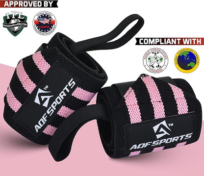 Wrist Wraps for Weightlifting - USPA & IPL Approved 18" Gym Wrist Support with Thumb Loop - Heavy Duty Lifting Wrist Straps for Fitness, Workout, Powerlifting, & Bodybuilding (Pair)