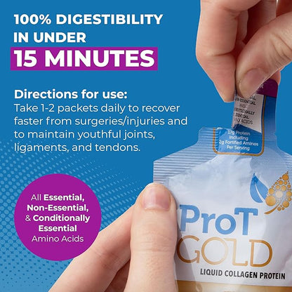 Liquid Collagen Protein Shot, 17g Clear Protein Nano-Hydrolyzed Grass Fed Collagen, 2g Arginine for Wound Support, Gluten Free, Sugar Free, 0g Carbs, Non GMO, Berry, 1 fl oz, 24 Pack