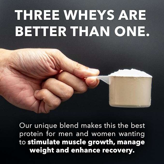 Whey Fantastic Vanilla - 100% Natural Grass Fed Whey Protein Powder - Unique 3-Whey Blend of Whey Isolate, Concentrate & Hydrolysate Provides 25g of Protein per Serving - 2.34lb-28 Servings