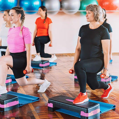 HolaHatha Compact Portable Aerobic Step Platform Exercise Fitness Equipment, Cardio Stepper with Adjustable Height for Home Gym