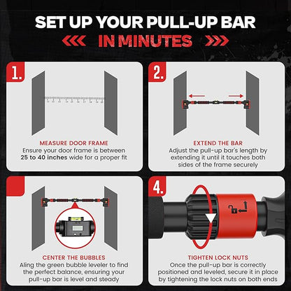 Pull Up Bar for Doorway - Adjustable Doorway 30-40 Inches 330 lbs,
