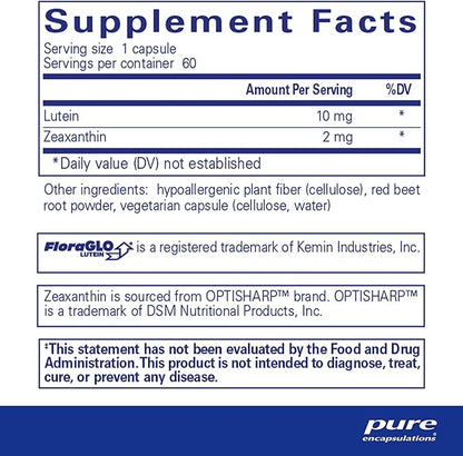 Pure Encapsulations Lutein & Zeaxanthin - Supports Overall Vision* - Maintains Macular Pigment & Eye Health* - Antioxidant Support* - Vegan-Friendly & Non-GMO - 60 Capsules
