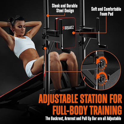 SQUATZ Pull-Up Workout Station with Bench - Multifunctional