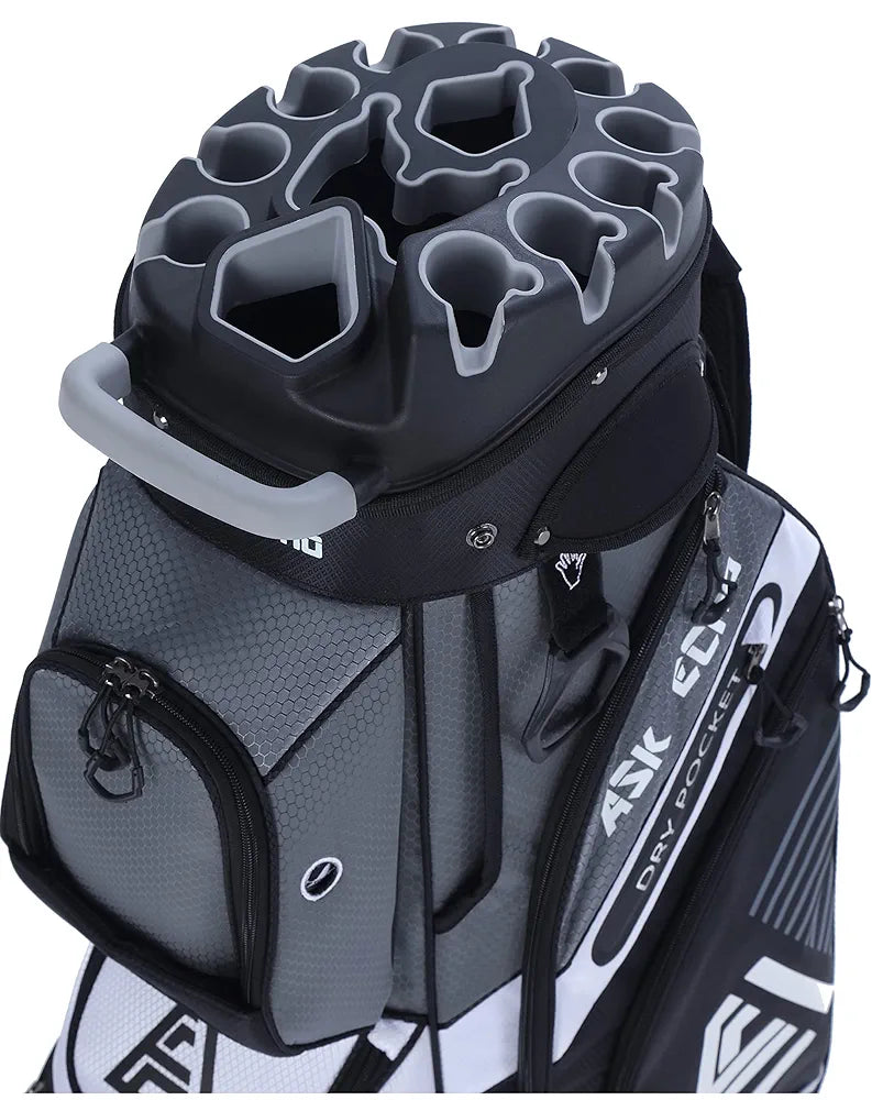 ASK ECHO T-Lock Golf Cart Bag with 14 Way Organizer Divider Top, Premium Cart Bag with Handles and Rain Cover for Men
