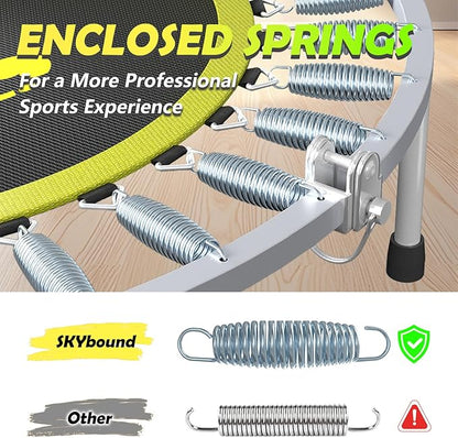 SkyBound Boogie Bounce Elite Foldable Mini Trampoline Fitness Rebounder with Adjustable T-Bar Handle - Exercise Trampoline for Adult - Fitness Trampoline for Workout Trainer