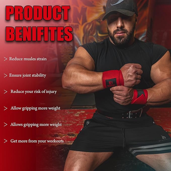 Wrist Wraps for Weightlifting 18” Premium Quality Wrist Support for Bodybuilding Heavy Duty Thumb Loop Powerlifting, Strength Training for Men and Women