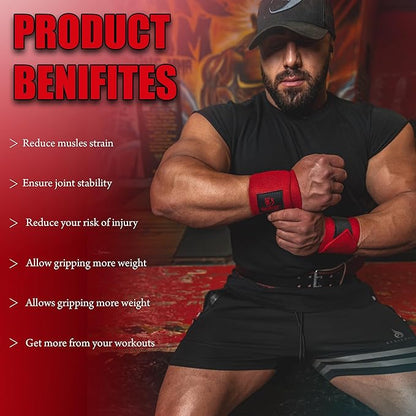 Wrist Wraps for Weightlifting 18” Premium Quality Wrist Support for Bodybuilding Heavy Duty Thumb Loop Powerlifting, Strength Training for Men and Women