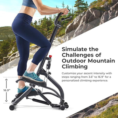 Sunny Health & Fitness Stair Stepper w/Handlebar, Extended Step Range Machine for Climbing Exercise, Compact, Height-Adjustable, Low-Impact & SunnyFit® App Enhanced Connectivity – SF-S021001
