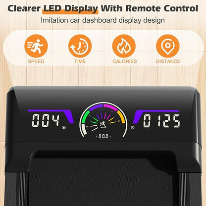 Walking Pad Treadmill with 9% 9-Level Auto Incline Compact Quiet Wide Under Desk Treadmill Incline Large LED Display Remote Control 300LB Capacity Wheel for Home Walking Running Jogging Machine