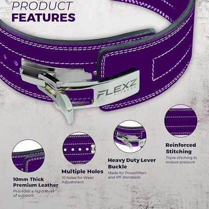 Flexz Fitness Lever Weight Lifting Belt Leather - 10MM 13MM 13MM Powerlifting