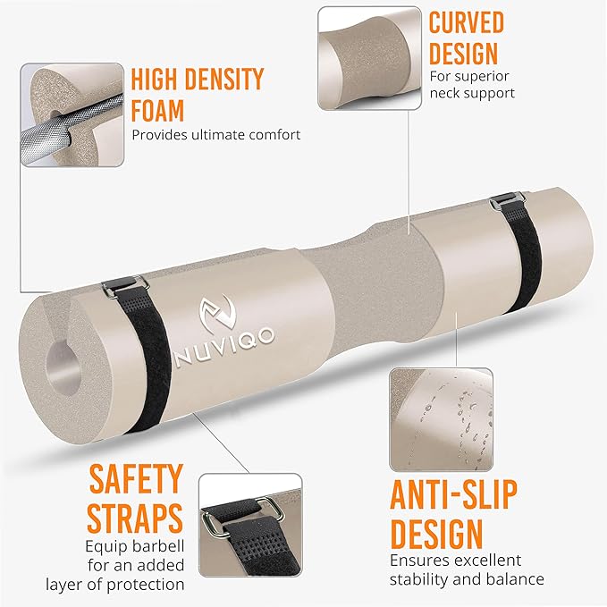 Barbell Pad Squat Pad for Lunges and Squats - Hip Thrust Pad for Standard and Olympic Bars - Provides Cushion to Neck and Shoulders While Training
