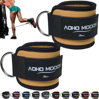 Comfortable Adjustable Padded Ankle Wrist Cuffs Neoprene Padded Straps D-Ring Glute Kickback for Cable Machine, Ideal for Glutes Exercises