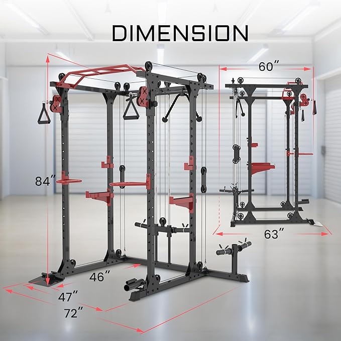 Fitness Reality Squat Rack Power Cage with Optional LAT Pulldown, Cable Crossover