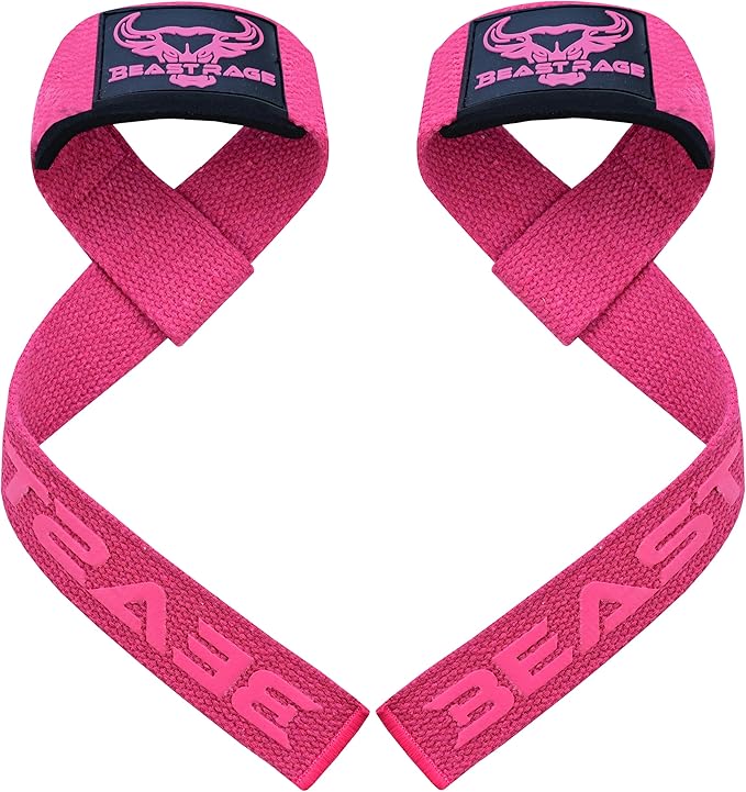 BEAST RAGE Lifting Straps for Weightlifting, Weight Lifting Straps Gym Power Workouts Lifting Wrist Straps Padded Cotton Men Women Support Lifters Deadlift Straps Hard Pull Exercise Straps