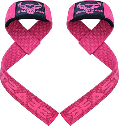 BEAST RAGE Lifting Straps for Weightlifting, Weight Lifting Straps Gym Power Workouts Lifting Wrist Straps Padded Cotton Men Women Support Lifters Deadlift Straps Hard Pull Exercise Straps