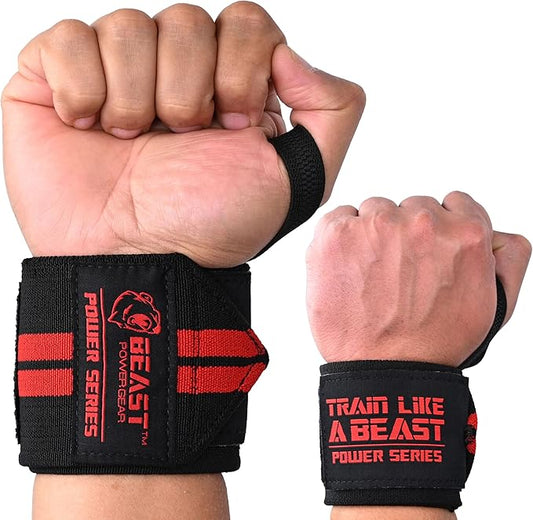 Wrist Wraps for Weightlifting 18” Premium Quality Wrist Support for Bodybuilding Heavy Duty Thumb Loop Powerlifting, Strength Training for Men and Women