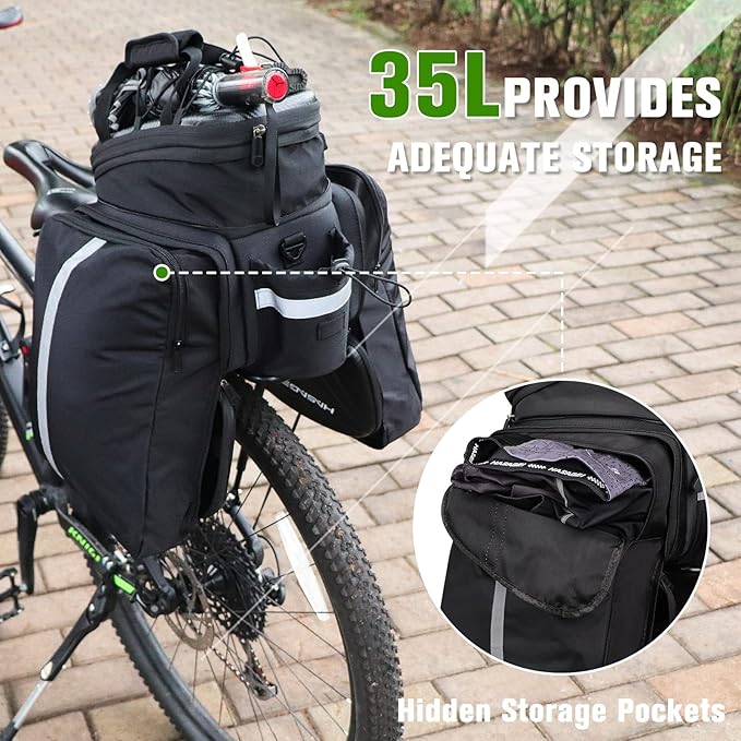 Bike Bag,Bicycle Bag,Bike Rack Bag,35L Capacity,Waterproof,Bike Trunk Storage Travel Bag Panniers for Rear Rack