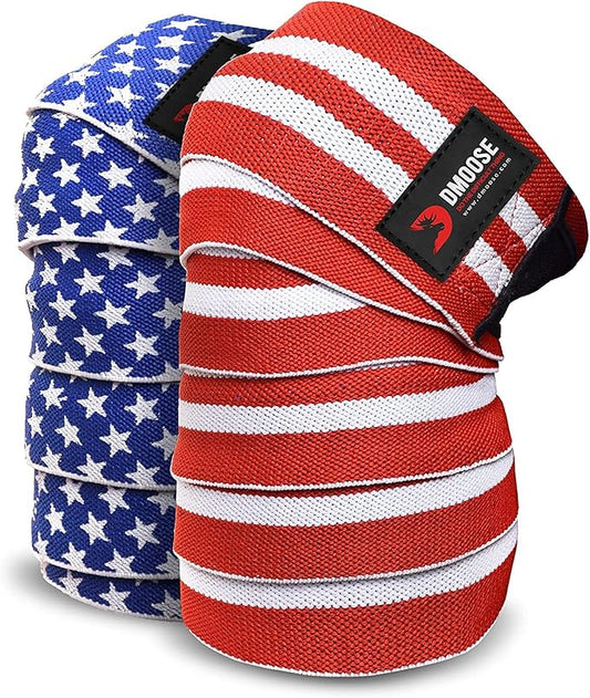 USPA Approved 78” Knee Wraps for Weightlifting Men & Women (Pair) - Premium Cotton Straps for Joint Stability & Pain Relief - Adjustable Fit Gym Knee Wrap Support for Powerlifting, Leg Press & Squats