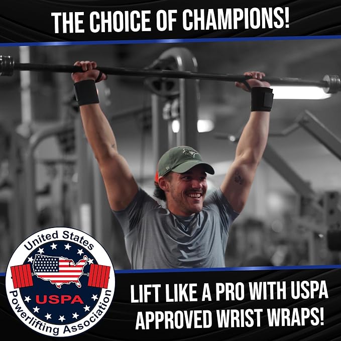 Rip Toned 18” Wrist Wraps - Wrist Straps for Weightlifting - Lift Better, Protect Wrist Pain - Adjustable, Durable, Machine Washable - Wrist Wraps for Weightlifting - USPA Endorsed for Men & Women
