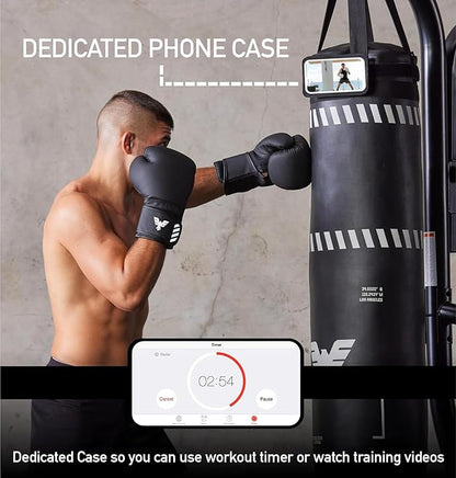 Elite Sports 4ft Boxing Bag, Punching Bag Set with 12oz Gloves, Hand Wraps, Jump Rope, Reflex Ball & Phone Holder - for Boxing, MMA, Kickboxing, Martial Arts, Home Gym (Unfilled)