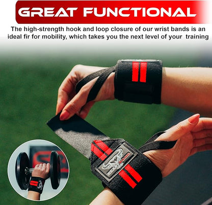 BEAST RAGE Wrist Wraps for Weightlifting - Adjustable Lifting Straps With Thumb Loop for Enhanced Gym Support, Powerlifting, Bodybuilding and Workout