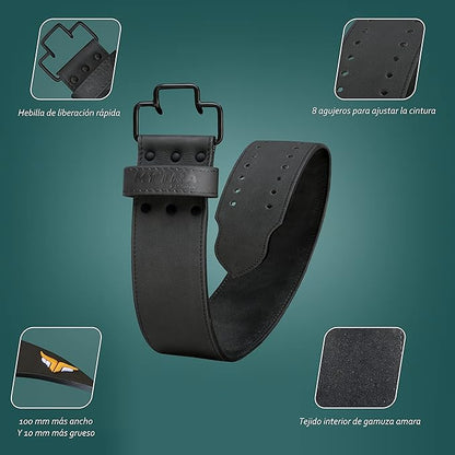 Mytra Fusion Weight Lifting Belt Power Lifting Back 100% Leather 600 Lbs.