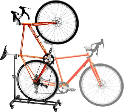 Vertical Bike Stand, Freestanding Indoor Bike Storage Rack Upright Bicycle Floor Stand Indoor Bike Holder with Adjustable Height for Garage & Apartment - for Wheels Sizes up to 29”