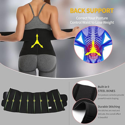 KIWI RATA Neoprene Sauna Waist Trainer Corset Sweat Belt for Women Compression Cincher Band Workout Fitness Back Support