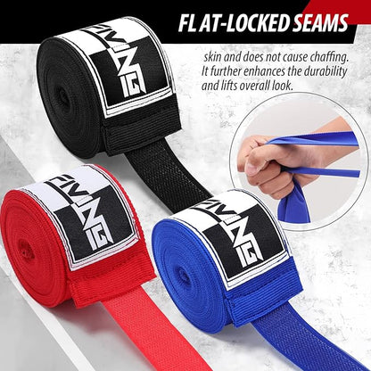 FIVING Boxing Hand Wraps Inner Gloves for Men Women, 180 Inch Elasticated Thumb Loop Bandages, Wrist Wrap Protection Muay Thai MMA Kickboxing Martial Arts Punching Bag Training