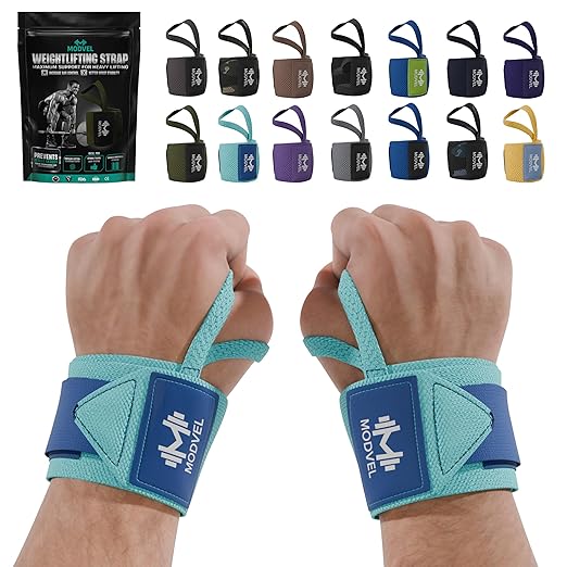 Modvel Adjustable Wrist Wraps for Gym & Lifting – Thick, Breathable Support Straps for Wrist Stability, Comfort & Grip – Ideal for Weight Training, CrossFit & Gym Workouts – R Royal Blue 2-Pack