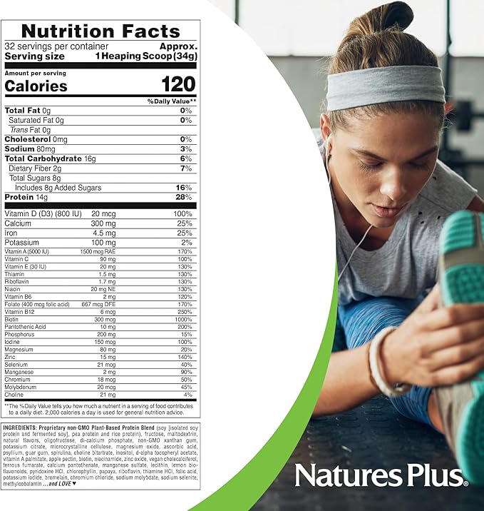 Natures Plus SPIRU-TEIN, Banana - 2.4 lb, Pack of 2 - Plant-Based Protein Shake - Non-GMO, Vegetarian, Gluten Free - 32 Total Servings