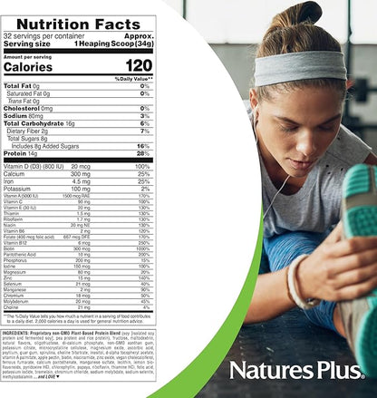 Natures Plus SPIRU-TEIN, Banana - 2.4 lb, Pack of 2 - Plant-Based Protein Shake - Non-GMO, Vegetarian, Gluten Free - 32 Total Servings