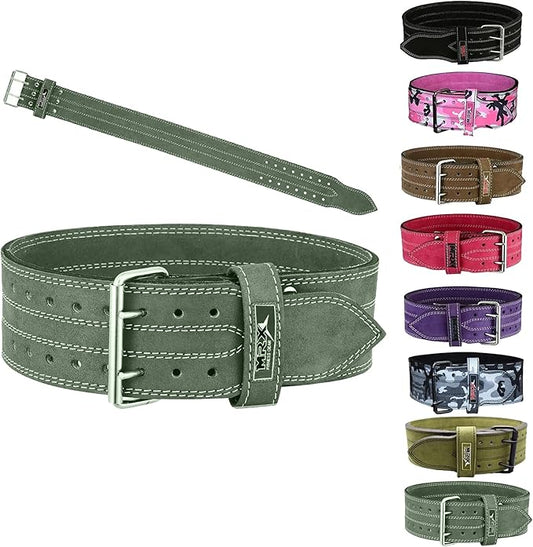MRX Powerlifting Leather Belt 4" Wide 10mm Thickness 2 Prong