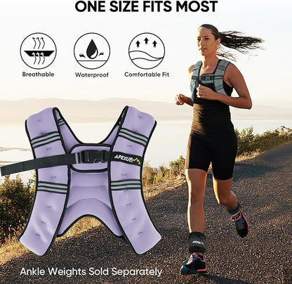 APEXUP Weighted Vest with 5lbs/10lbs/15lbs/20lbs/25lbs/30lbs Weights and Reflective Stripe, Weight Vest Men Women for Workout, Strength Training, Running