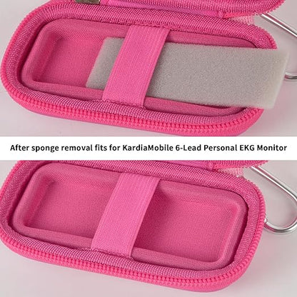 PAIYULE Heart Rate Monitor Case for AliveCor for KardiaMobile 1L 6L Personal EKG Monitor Storage Holder Fits for Cardiac Mobile Portable Heart Rate Monitor Bag Organizer (Pill Box Included) Rose Red