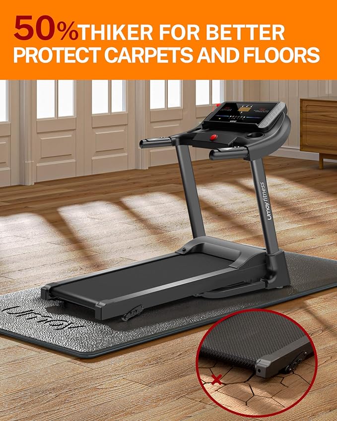 UMAY Fitness Workout Mat for Pelton Bike Treadmill 5mm Thick,