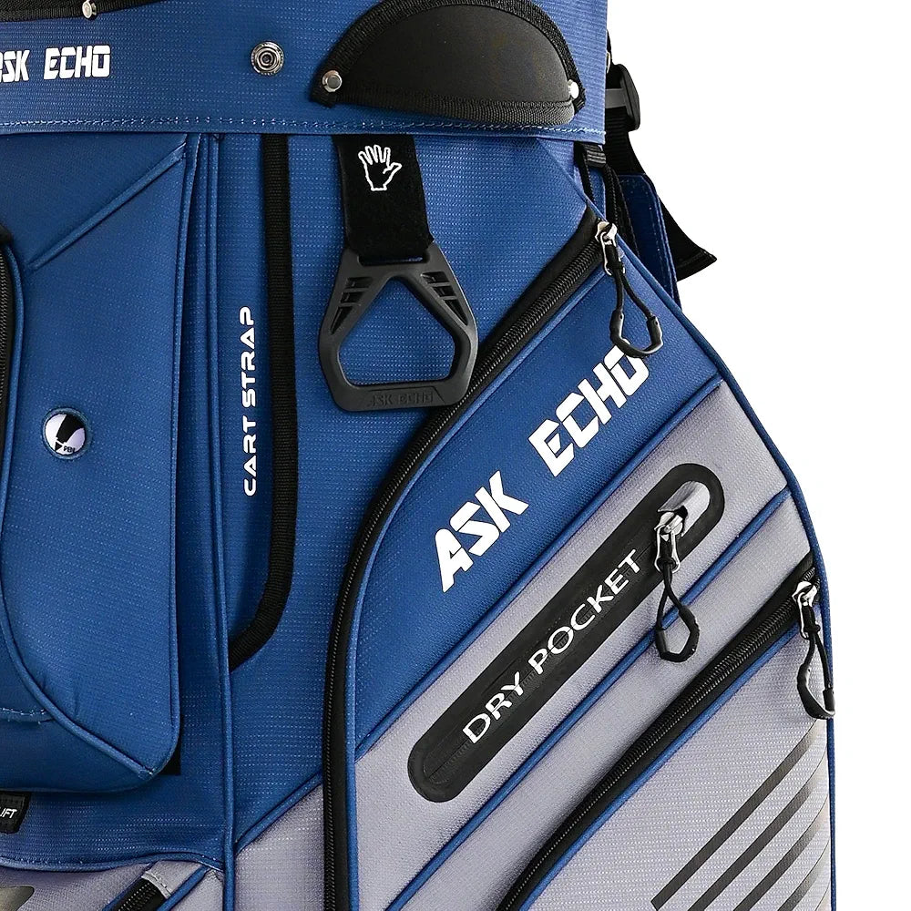 ASK ECHO 2024 T-Lock Golf Cart Bag with 14 Way Organizer Divider Top, Premium Cart Bag with Handles and Rain Cover, for Men