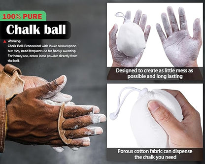 Chalk Ball, Chalk for Rock Climbing and Gymnastics, Weightlifting Gym Workouts, Billiards, 2.3oz Chalk Ball with Refillable Chalk Socks 4 Pack