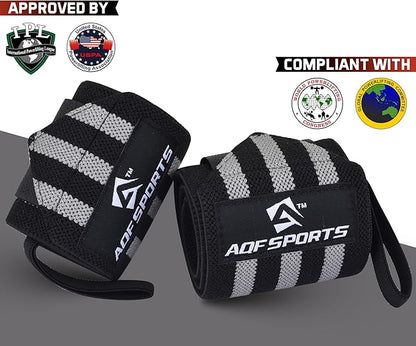 Wrist Wraps for Weightlifting - USPA & IPL Approved 18" Gym Wrist Support with Thumb Loop - Heavy Duty Lifting Wrist Straps for Fitness, Workout, Powerlifting, & Bodybuilding (Pair)