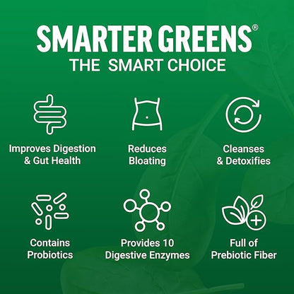 FORCE FACTOR Smarter Greens Superfoods Powder to Support Digestion, Gut Health, Bloating, Greens Powder with Probiotics, Prebiotics, Digestive Enzymes, & Adaptogens, Pomegranate Berry, 30 Servings