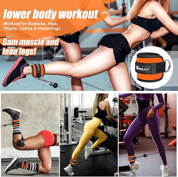 Ankle Strap for Cable Machine, Gym Ankle Cuff for Kickbacks, Leg Extensions, Glute Workouts, Booty Hip Abductors Exercise for Women and Men