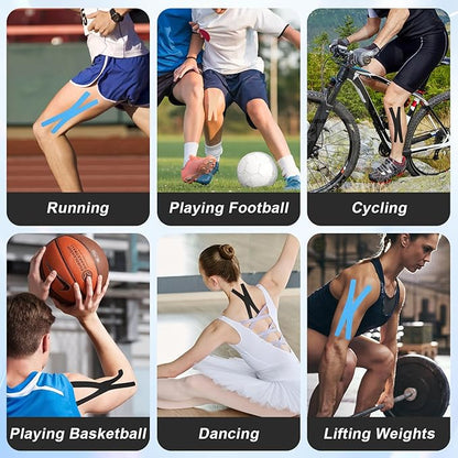 Waterproof Breathable Athletic Elastic Sports & Weightlifting Tape, Injury Recovery-Muscle Strain Relief & Joint Support(3 Colors Mixed) (X-Shaped)