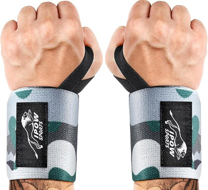 IPOW 18'' Professional Wrist Wraps for Weightlifting 2 Pack(IPF Approved), Heavy Duty Gym Wrist Straps for Working Out, Weight Lifting Wrist Brace for Men & Women, Wrist Support with Thumb Loop