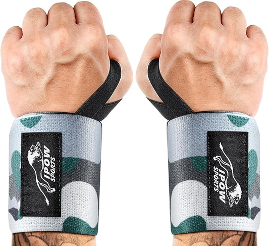 IPOW 18'' Professional Wrist Wraps for Weightlifting 2 Pack(IPF Approved), Heavy Duty Gym Wrist Straps for Working Out, Weight Lifting Wrist Brace for Men & Women, Wrist Support with Thumb Loop