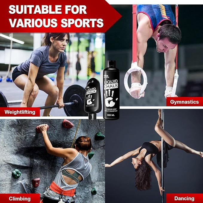 Superior Grip Liquid Chalk 2 Pack – 60ml Bottles – High Viscosity Hand Chalk for Weightlifting, Climbing, Gymnastics – Maximum Grip, Sweat-Resistant, Long-Lasting