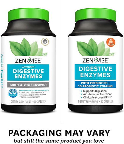Zenwise Health Digestive Enzymes for Gut Health - Probiotic Multi Enzymes with Prebiotics and Probiotics for Women and Men for Digestive Health and Bloating Relief, Daily Enzymes for Digestion -60 CT
