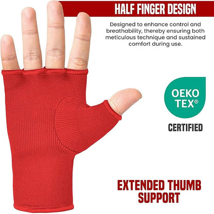 RDX Boxing Hand Wraps Inner Gloves Men Women, Half Finger Elasticated Bandages, Under Mitts Fist Protection, Muay Thai, Kickboxing, MMA, Martial Arts Speed Bag Punching Training