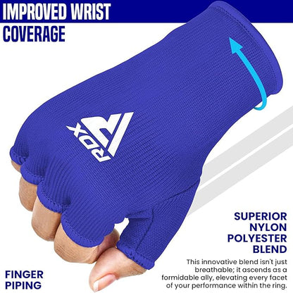 RDX Boxing Hand Wraps Inner Gloves Men Women, Half Finger Elasticated Bandages, Under Mitts Fist Protection, Muay Thai, Kickboxing, MMA, Martial Arts Speed Bag Punching Training