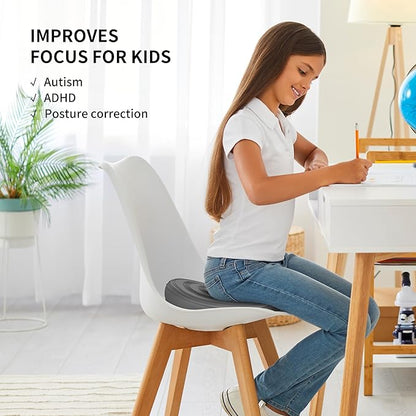 Inflated Wobble Cushion,Dyna Disc,Circular Non-slip Texture for Comfortable Sitting,Wiggle Seat to Improve Posture, Fitness, Stability for Sensory Kids Adults,Balance Seat with Pump for Core Strength